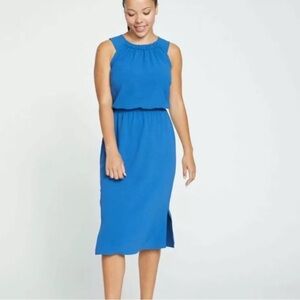 Universal Standard Isola Crepe Tank Midi Dress Blue Plus Size 4X 26/28 XL EUC